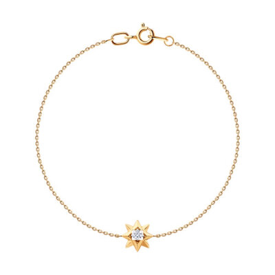 картинка Браслет из красного золота "Вифлиемская звезда" с фианитом (11012) 