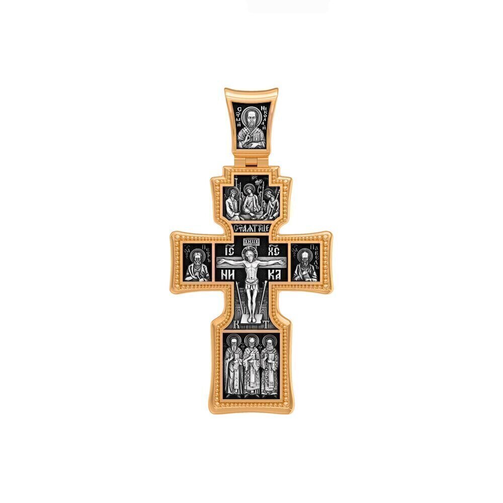 Купить Крест из серебра "Святые покровители" (42854)