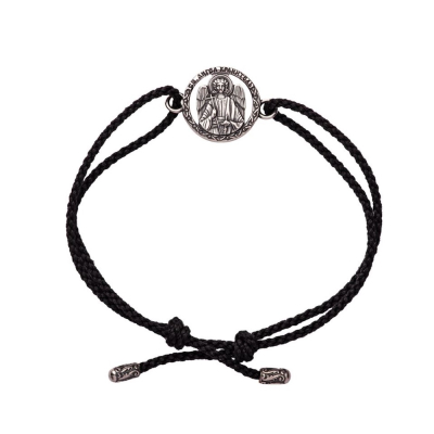 картинка Браслет из шнурка и серебра "Ангел Хранитель" (12266) 