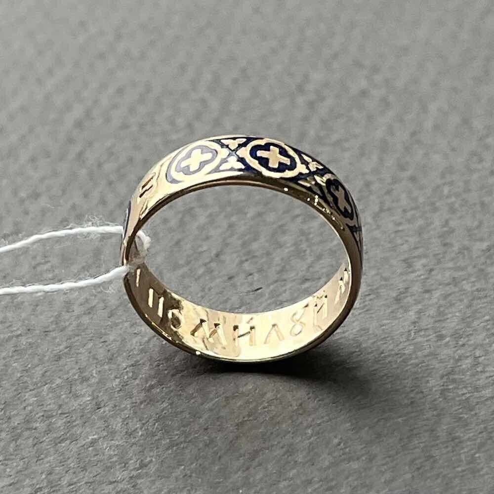 Купить Кольцо из красного золота "Господи, помилуй" с эмалью (31032)