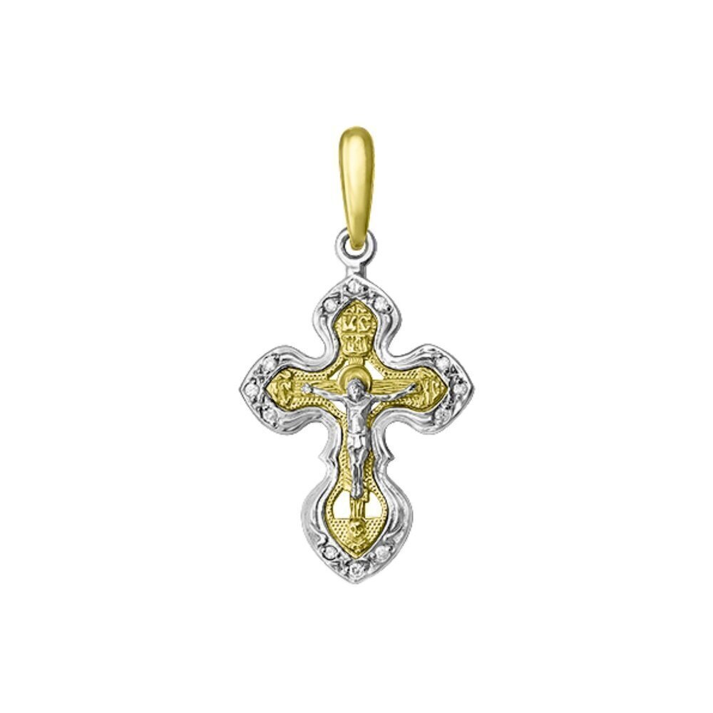 Купить Крест из желтого золота "Спаси и Сохрани" с бриллиантами (41533)