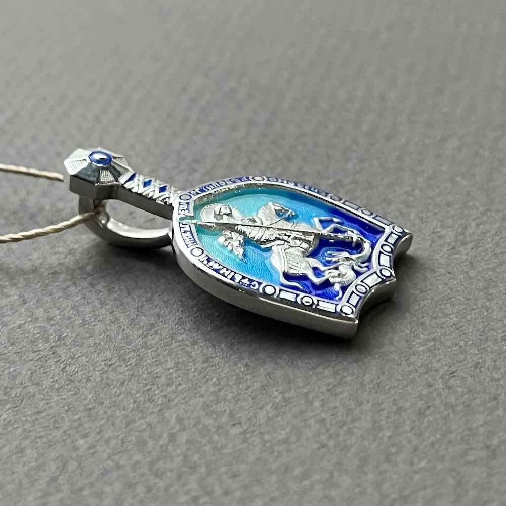 Купить Образ из серебра "Святой Георгий Победоносец" с эмалью (52881)