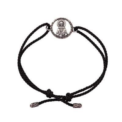 картинка Браслет из шнурка и серебра "Святая Матрона Московская" (12345) 