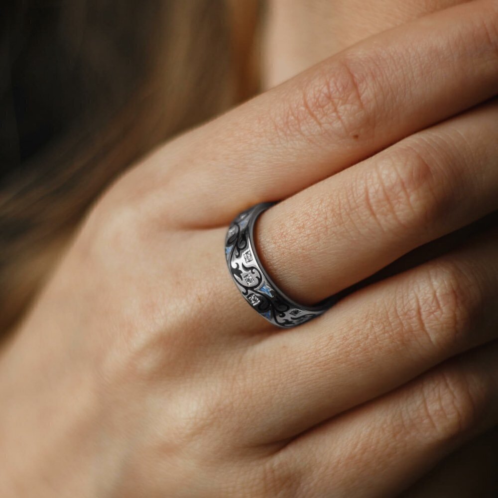 Купить Кольцо из серебра "Канон к Пресвятой Богородице" с эмалью (32374)