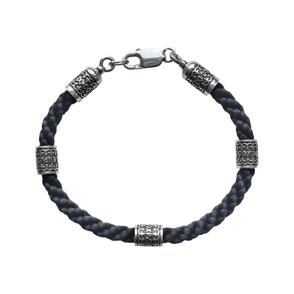 Купить Браслет из шнурка и серебра "Спаси и Сохрани" (12257)