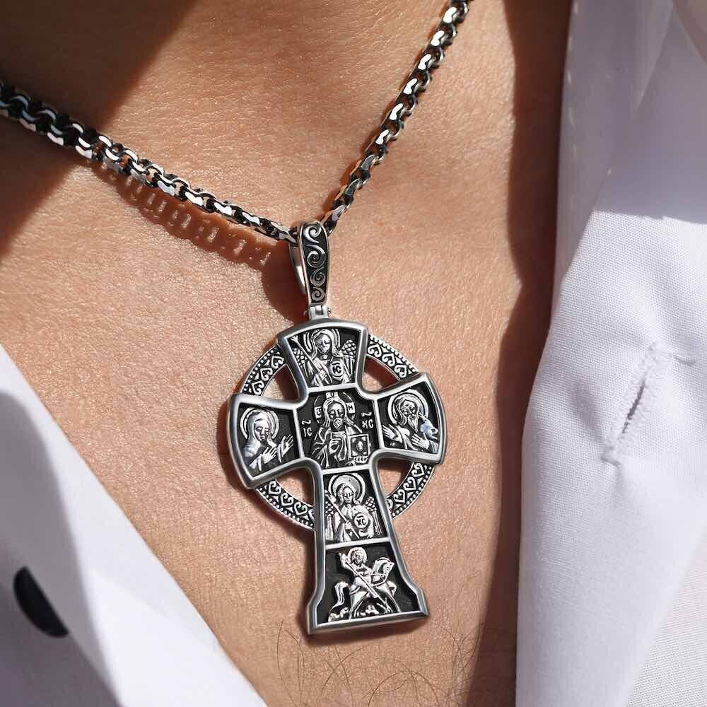 Купить Крест из серебра "Да воскреснет Бог" (42666)