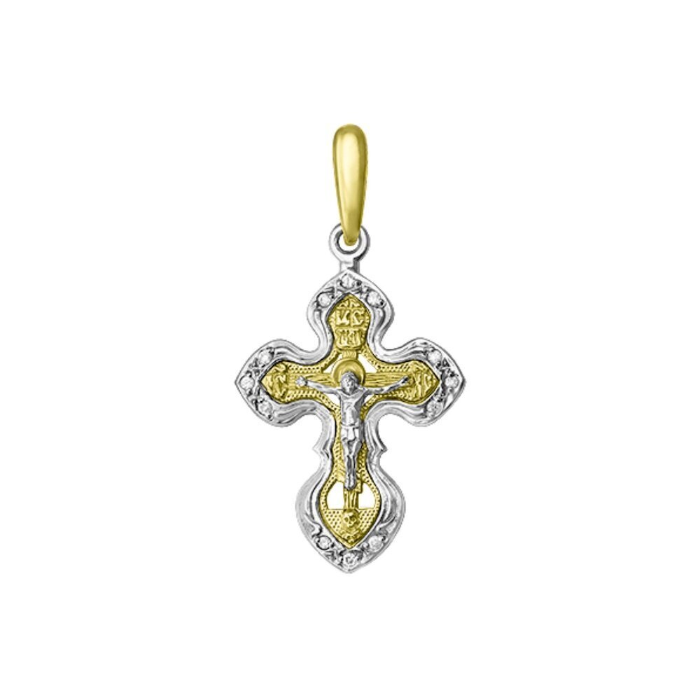 Купить Крест из желтого золота "Спаси и Сохрани" с бриллиантами (41533)