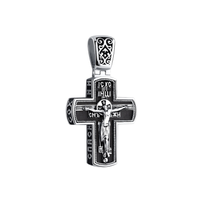 картинка Крест из дерева граб и серебра "Спаси и Сохрани" (42670) 