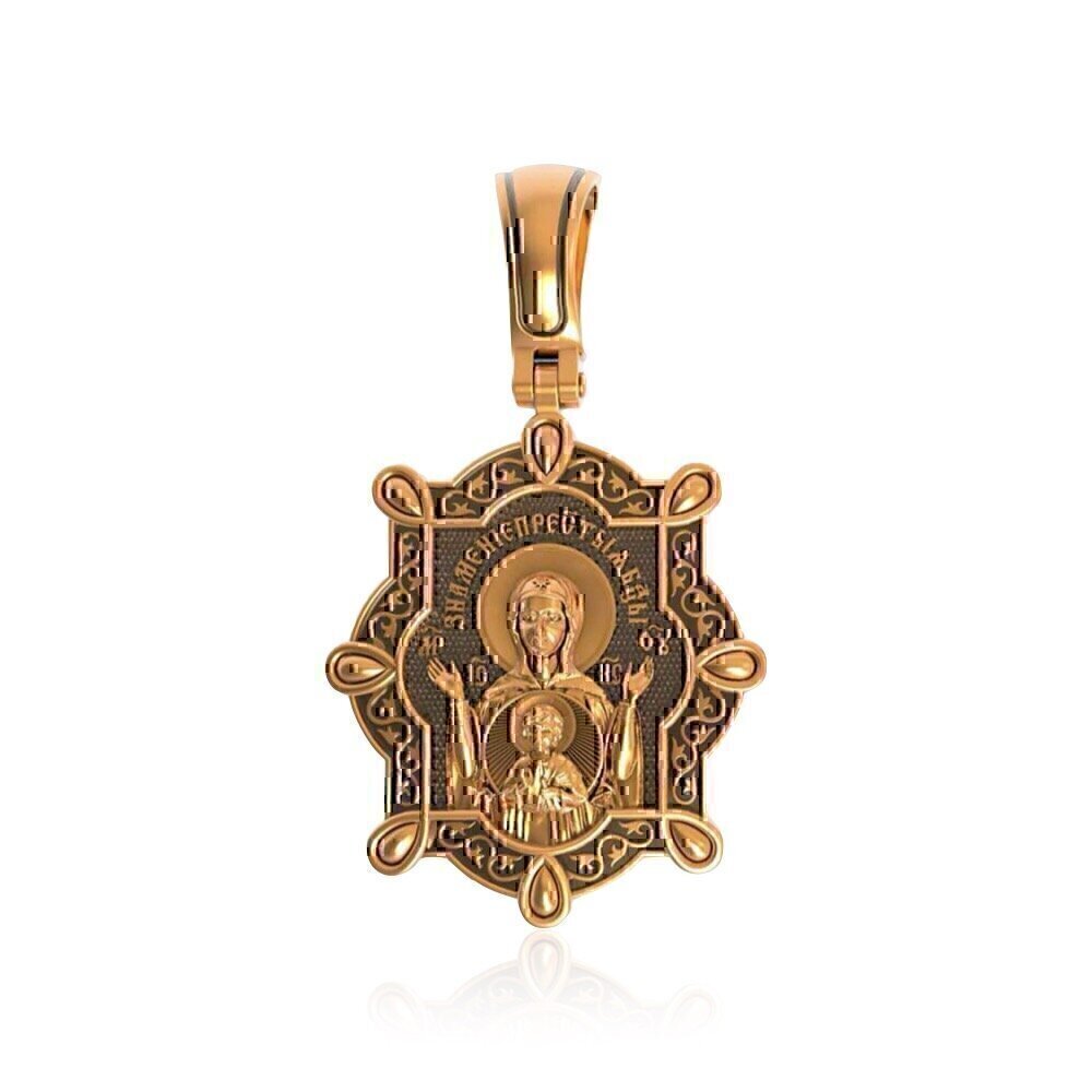 Купить Образ из красного золота "Божия Матерь Знамение" (30608)