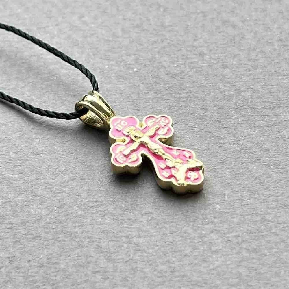 Купить Крест из желтого золота "Спаси и Сохрани" с эмалью (41498)