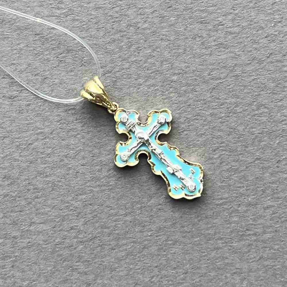 Купить Крест из желтого золота "Спаси и Сохрани" с бриллиантами (41578)