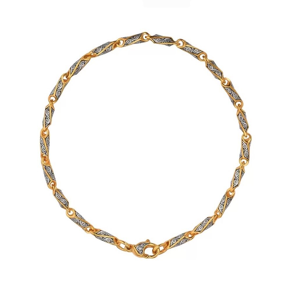 Купить Браслет литой из серебра с узорами на звенья (12385)