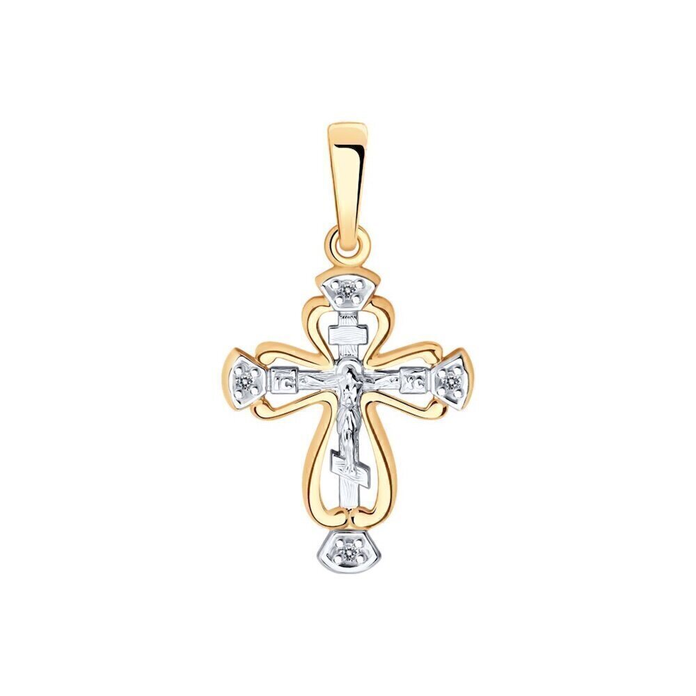 Купить Крест из красного золота "Спаси и Сохрани" с фианитами (41569)