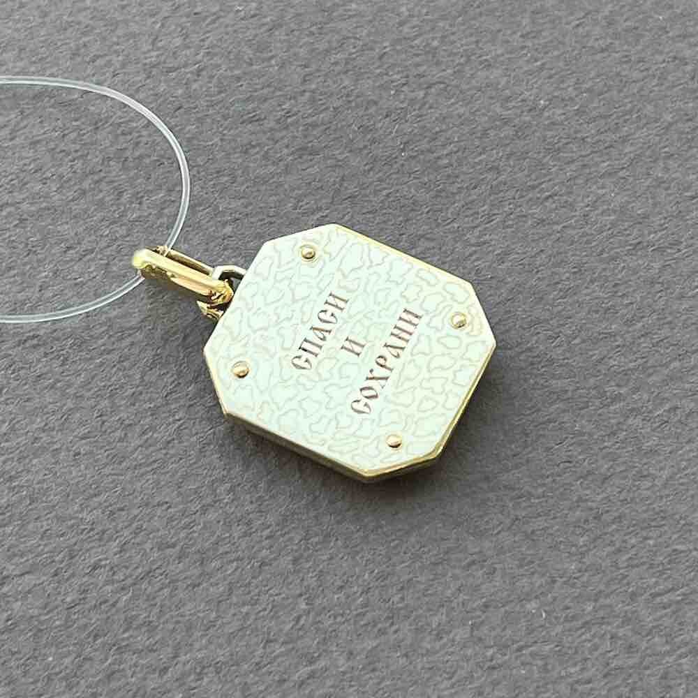 Купить Образ из желтого золота "Спаситель" эмаль финифть (51125)