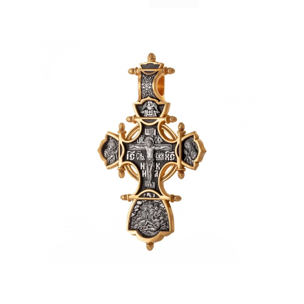 Купить Крест из серебра "Святые покровители" (42820)