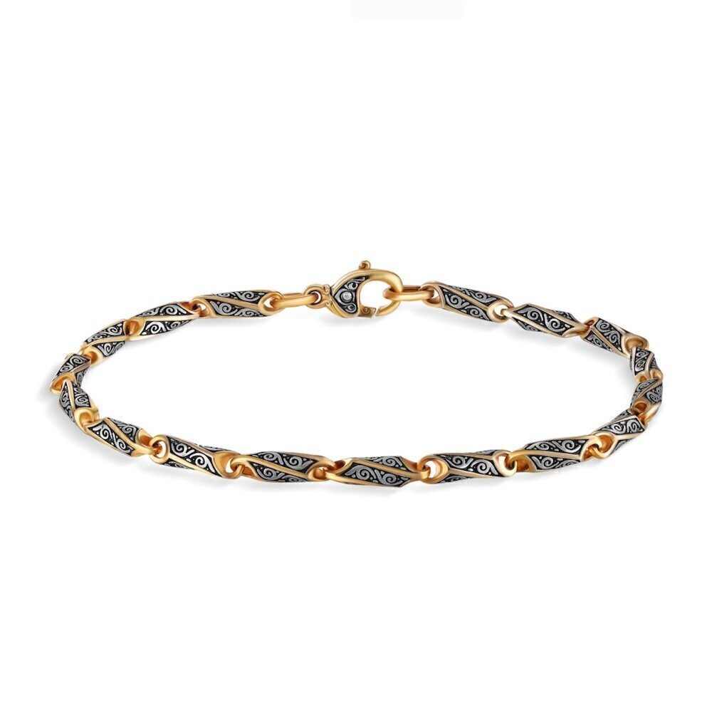 Купить Браслет литой из серебра с узорами на звенья (12385)