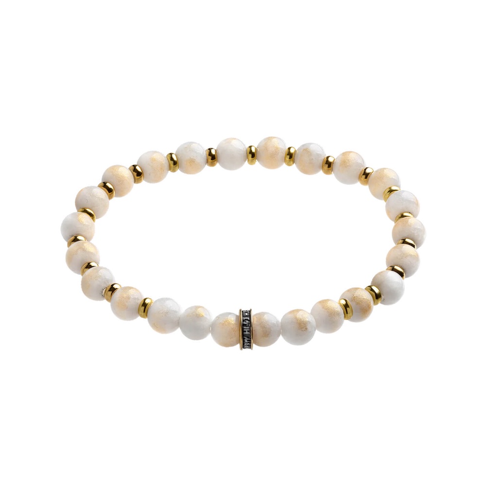 Купить Браслет из нефрита "Всем Святым" с бусинами из серебра (12238)