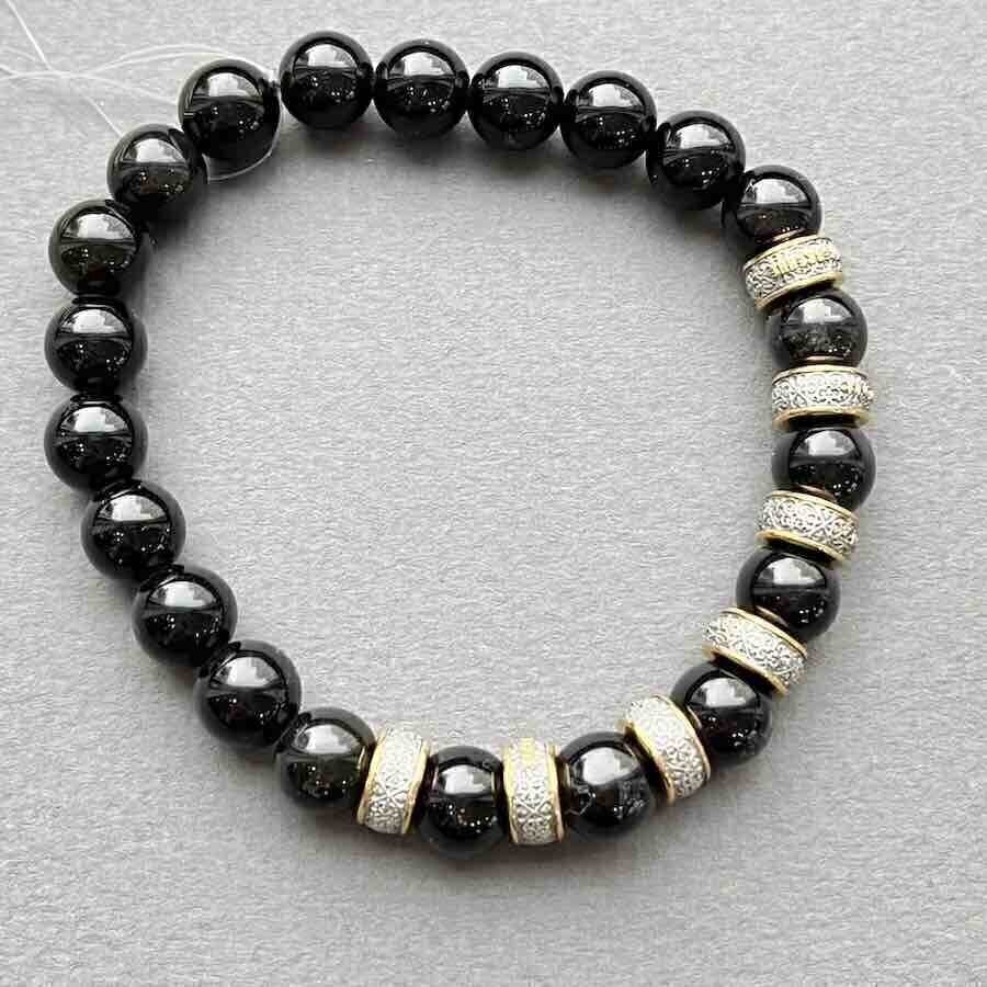 Купить Браслет из оникса "Семь Добродетелей" с бусинами из серебра (12239)