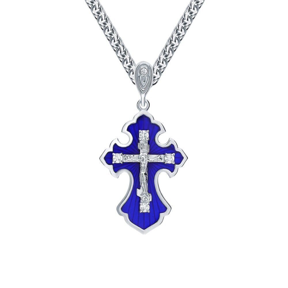 Купить Крест из серебра "Спаси и Сохрани" с фианитами (42574)