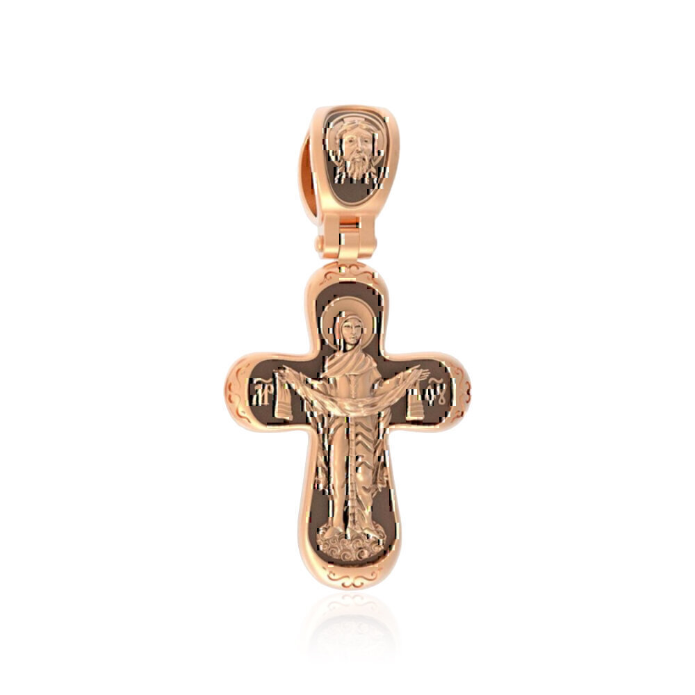 Купить Крест из красного золота "Божия Матерь Покрова" (2218)
