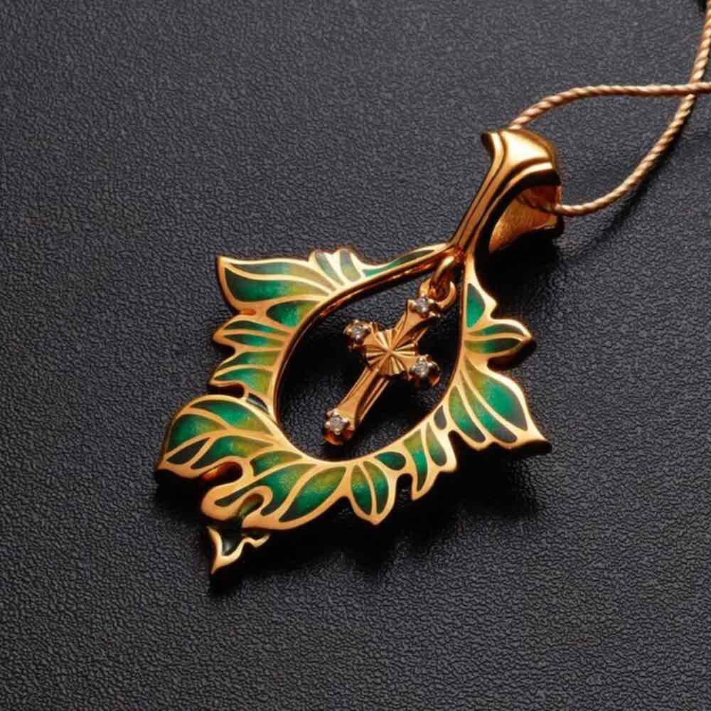 Купить Подвеска из серебра "Четырехконечный крест" с фианитами и эмалью (59280)