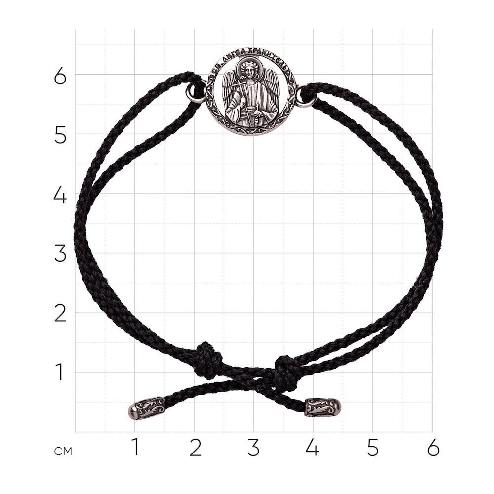 Купить Браслет из шнурка и серебра "Ангел Хранитель" (12266)