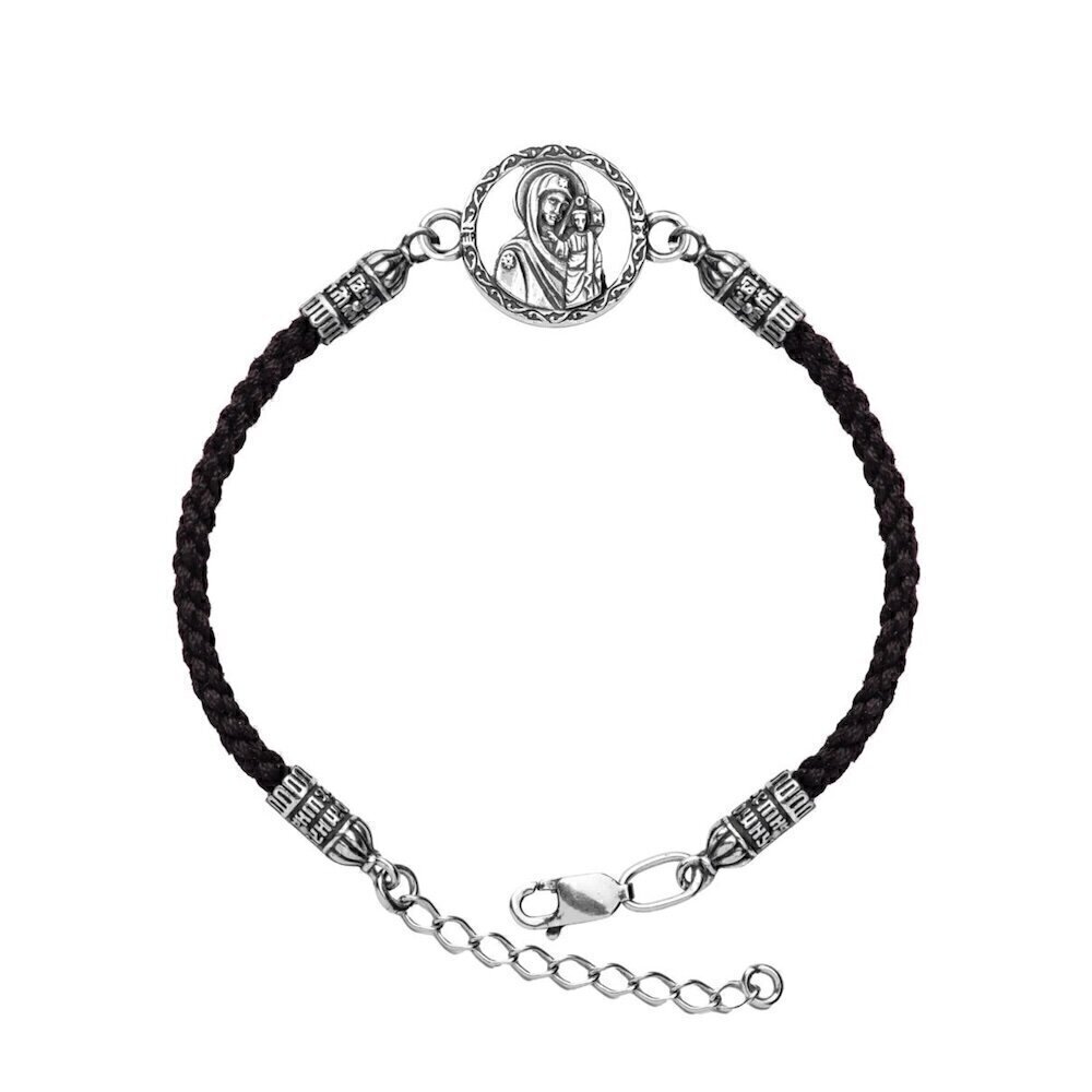 Купить Браслет из шнурка и серебра "Божия Матерь Казанская" (12430)