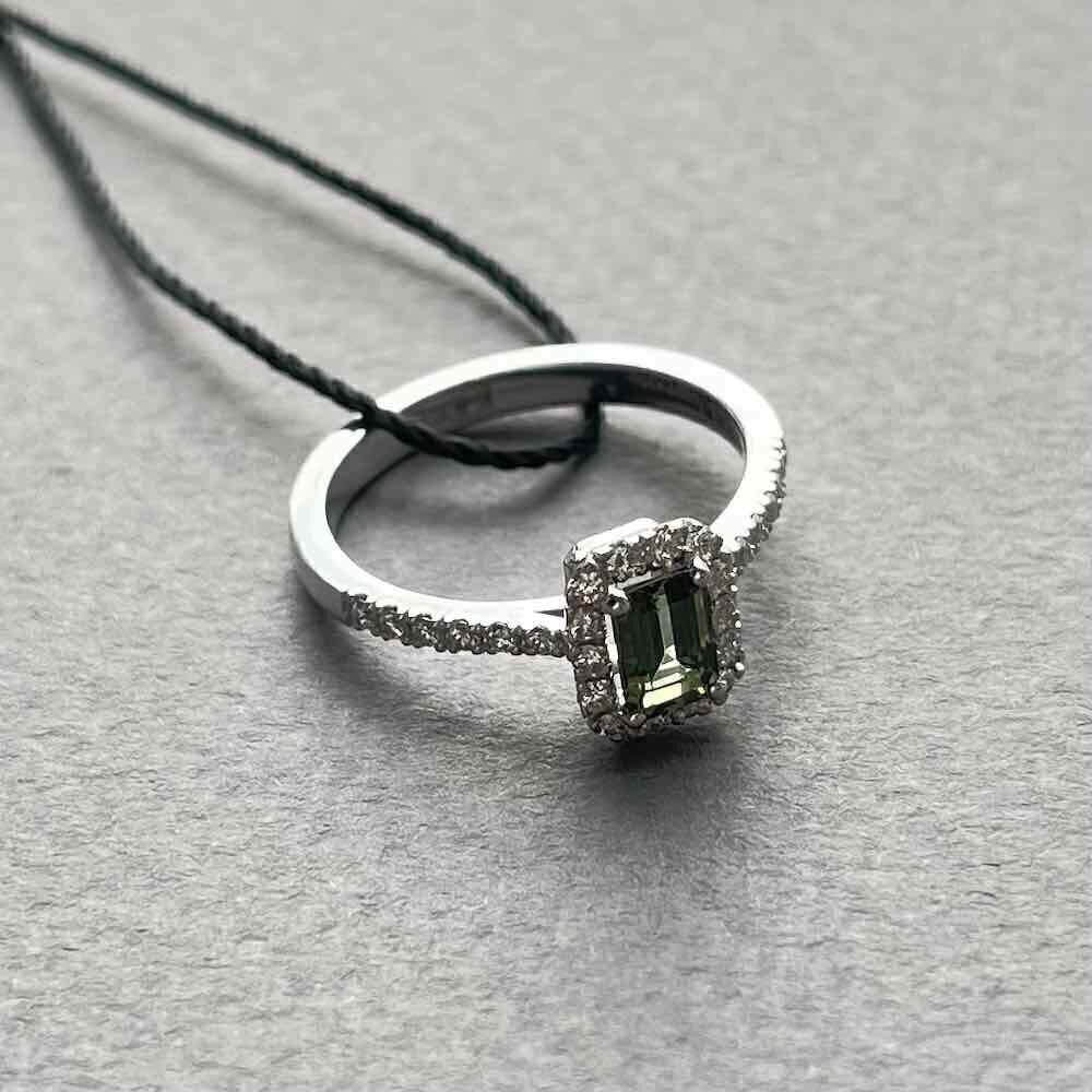 Купить Кольцо из белого золота "Спаси и Сохрани" с турмалином и бриллиантами (31069)