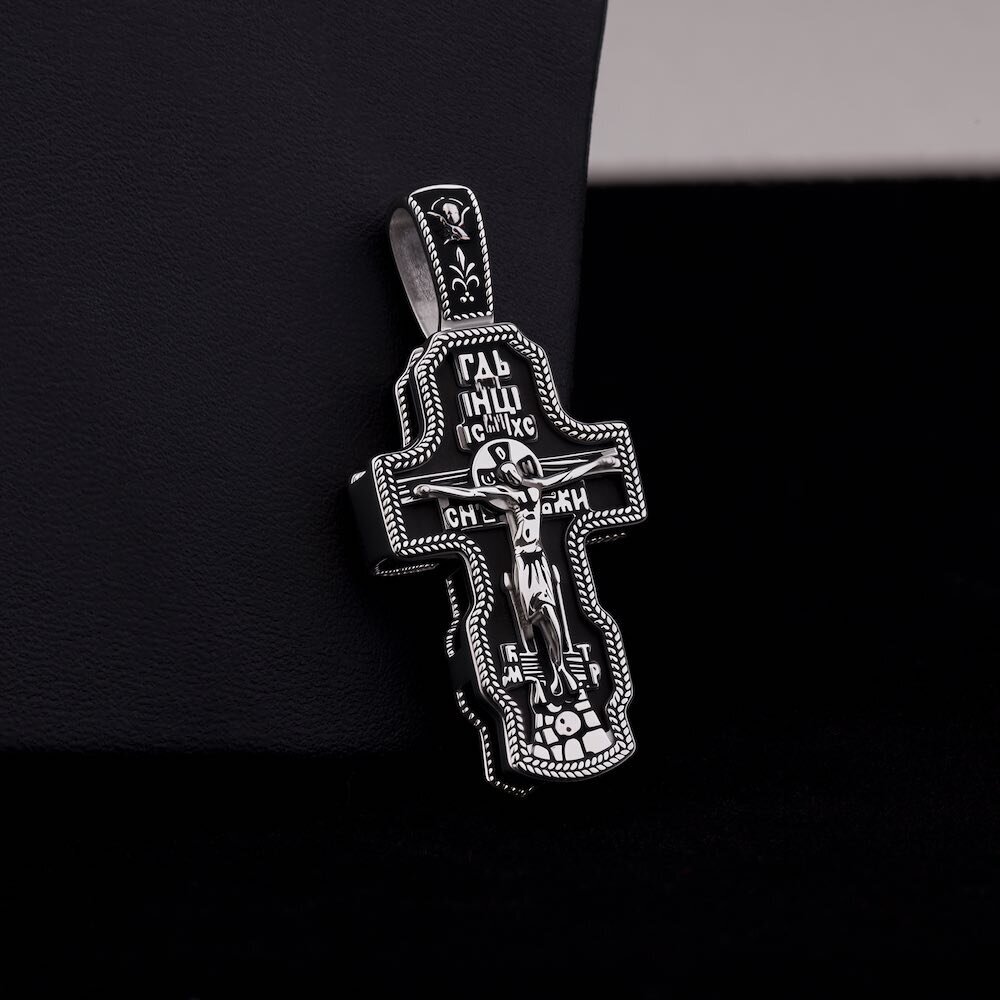 Купить Крест из дерева граб и серебра "Спаси и Сохрани" (42672)