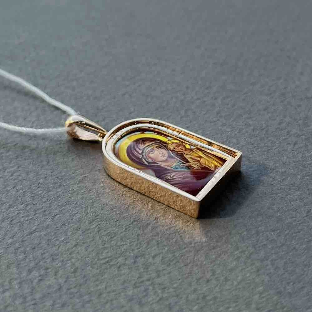 Купить Образ из красного золота "Божия Матерь Казанская" с перламутром (51113)