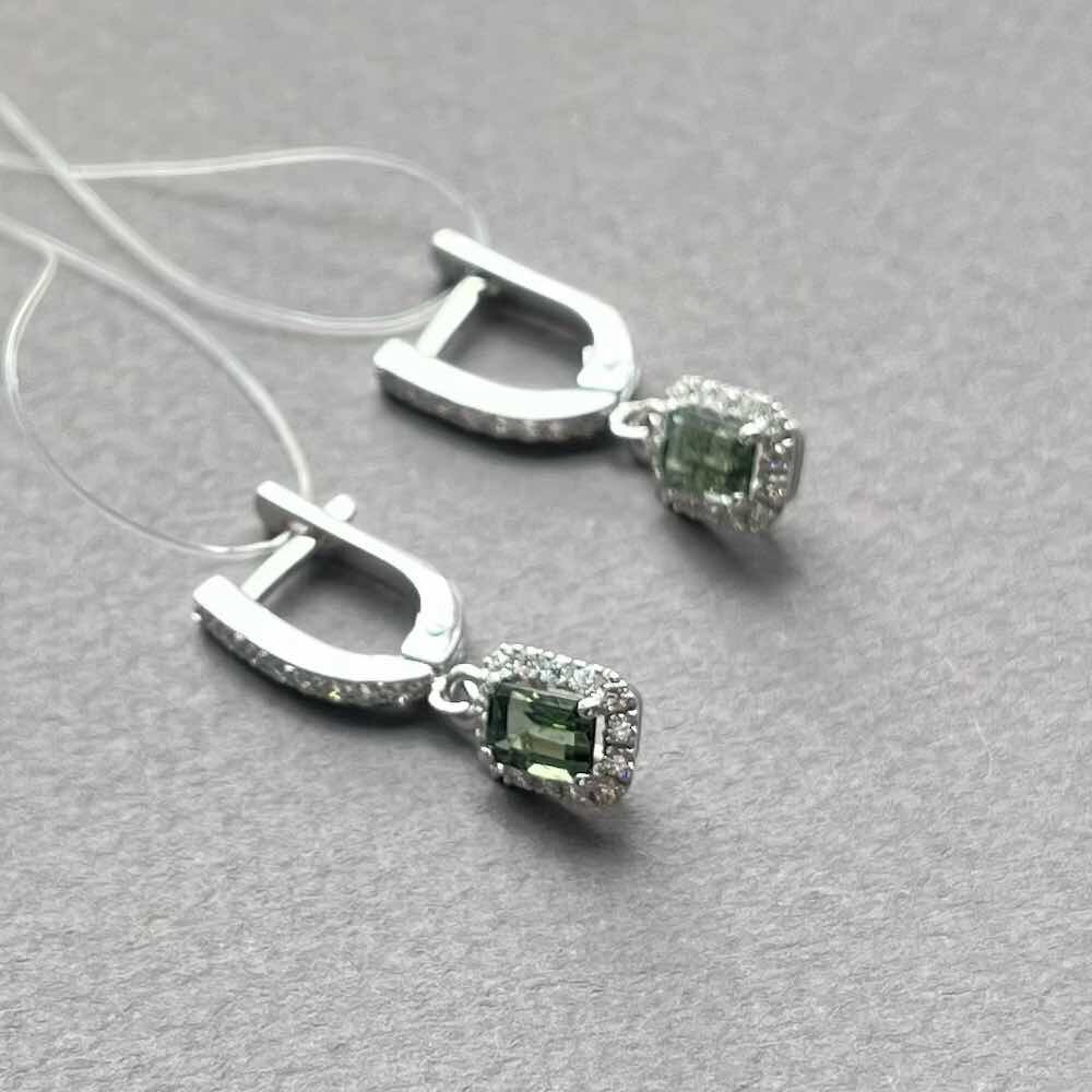 Купить Серьги из белого золота с турмалином и бриллиантами (71021)