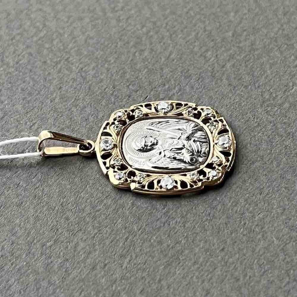 Купить Образ из красного золота "Ангел Хранитель" с цирконами (51037)