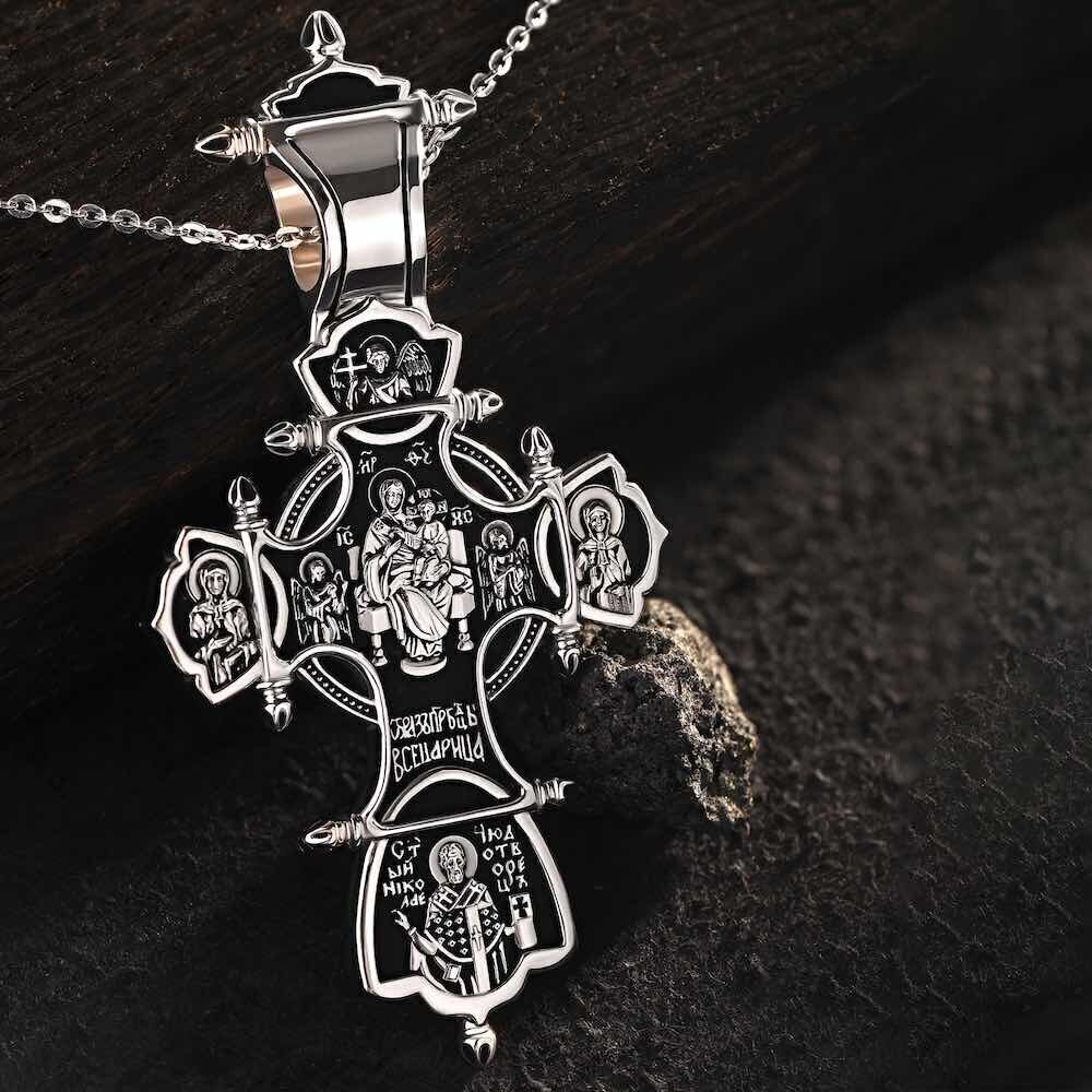 Купить Крест из серебра "Божия Матерь Всецарица" (42665)