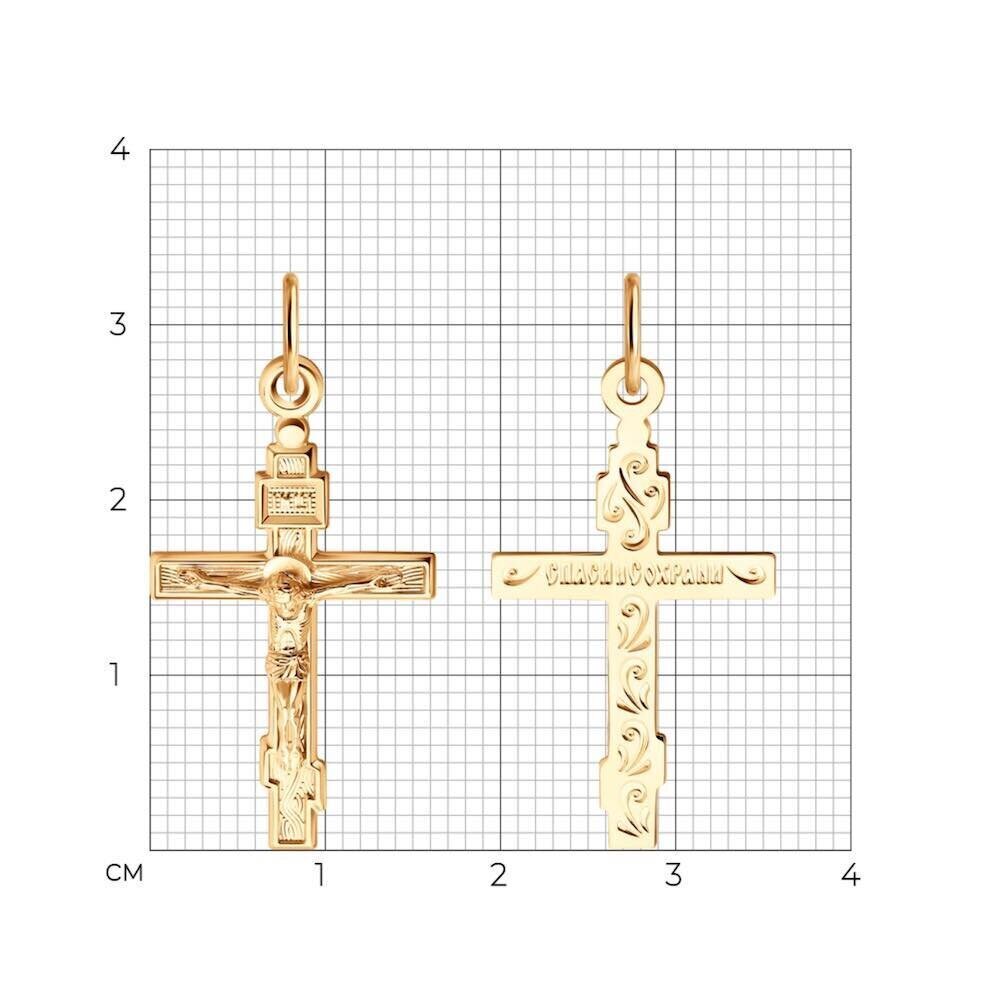 Купить Крест из красного золота "Спаси и Сохрани" (41566)