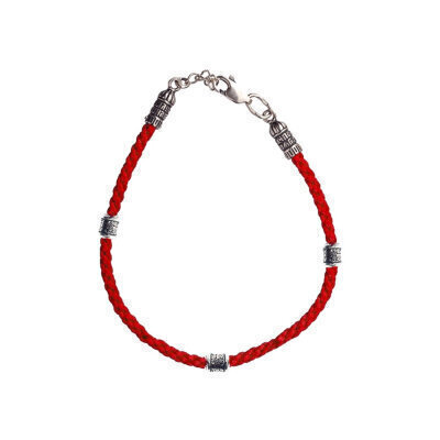 картинка Браслет из шнурка и серебра "Спаси и Сохрани" (12208) 