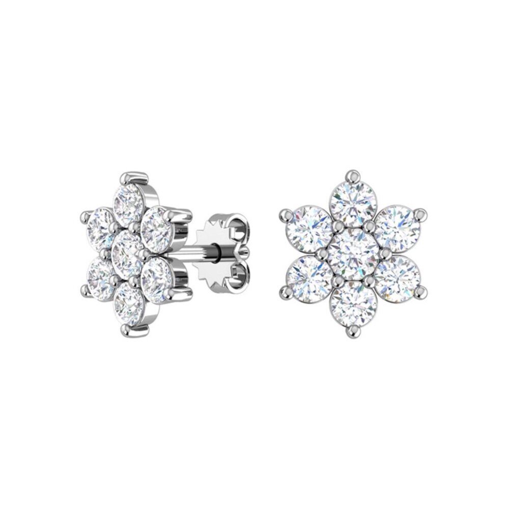 Купить Пусеты из серебра "Цветы" с фианитами (72202)