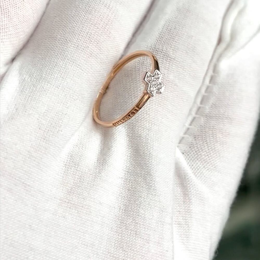 Купить Кольцо из красного золота "Спаси и Сохрани" с фианитами (31073)