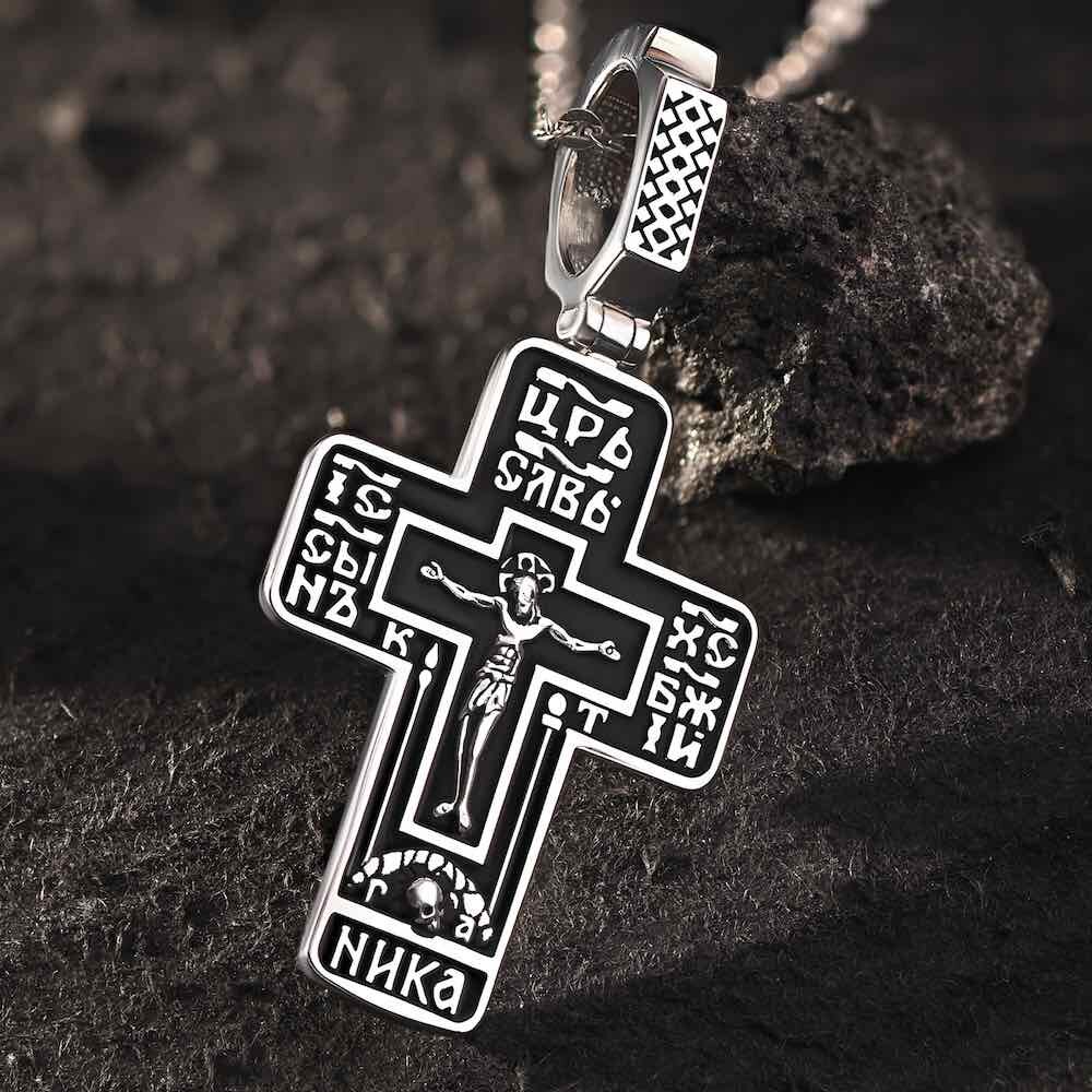 Купить Крест из серебра "Да воскреснет Бог" (42729)