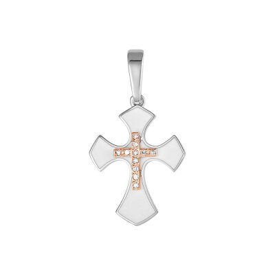 картинка Крест из серебра "Спаси и Сохрани" с бриллиантами (42767) 