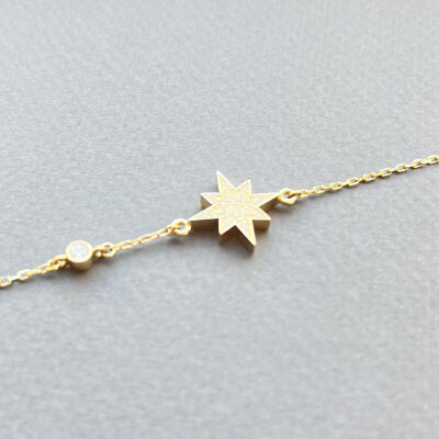 картинка Браслет из желтого золота "Вифлеемская звезда" с бриллиантами (11008) 