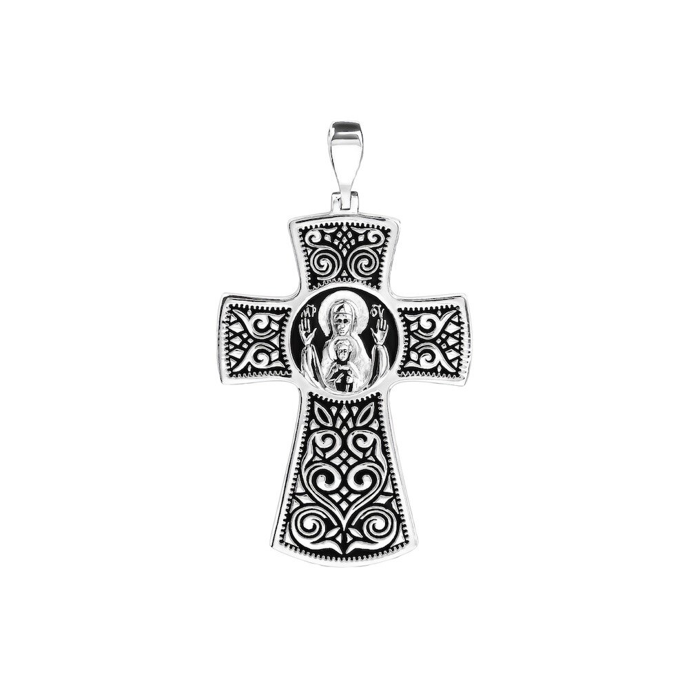 Купить Крест из серебра "Божия Матерь Неупиваемая Чаша" (42688)