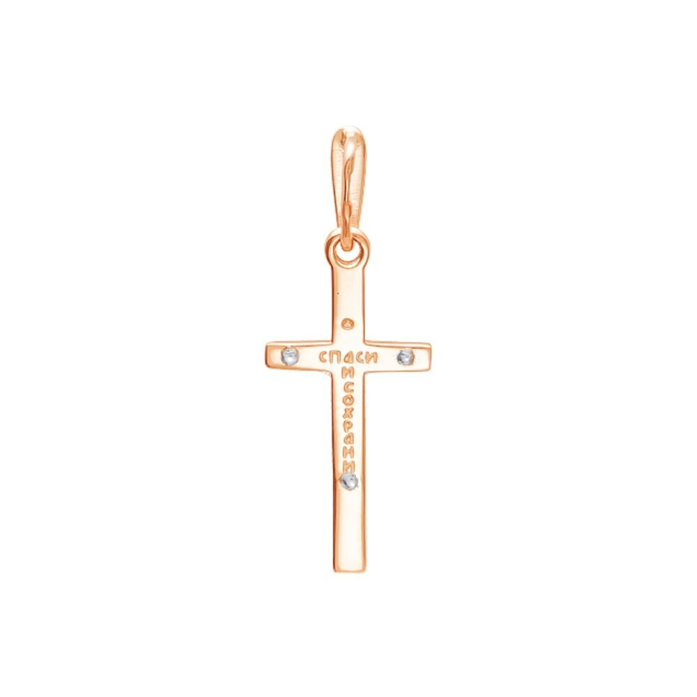 Купить Крест из красного золота "Спаси и Сохрани" с бриллиантом (41117)