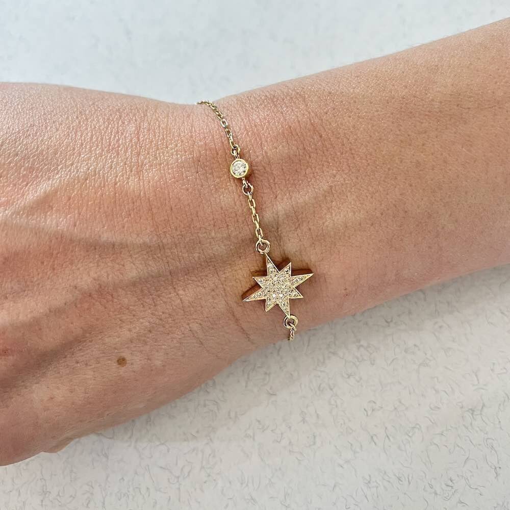 Купить Браслет из желтого золота "Вифлеемская звезда" с бриллиантами (11008)