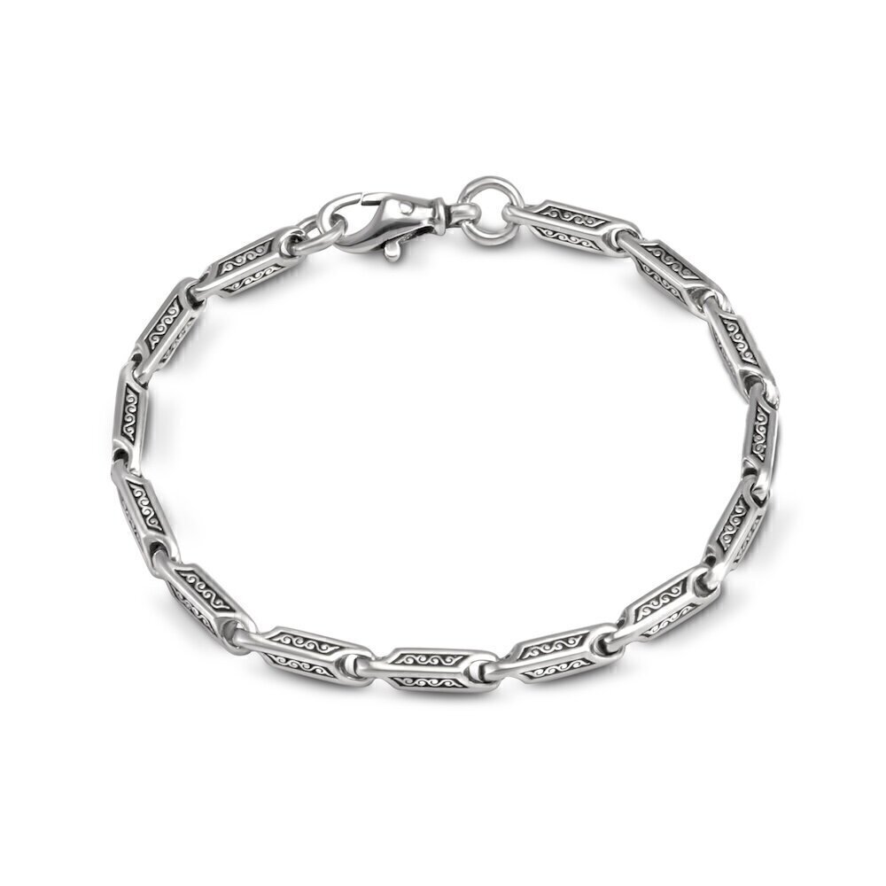 Купить Браслет литой из серебра с узорами на звенья (12224)