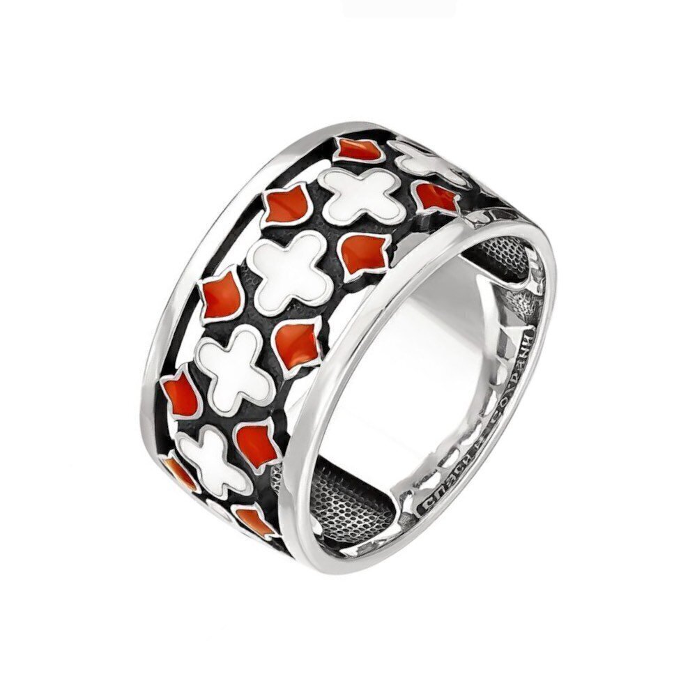 Купить Кольцо из серебра "Спаси и Сохрани" с эмалью (32349)