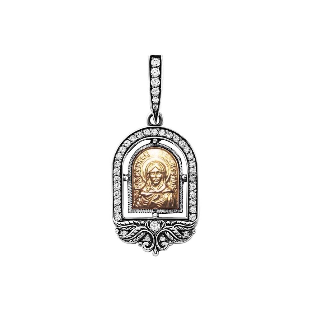 Купить Образ из серебра "Святая Ксения Петербуржская" с цирконом (52620)