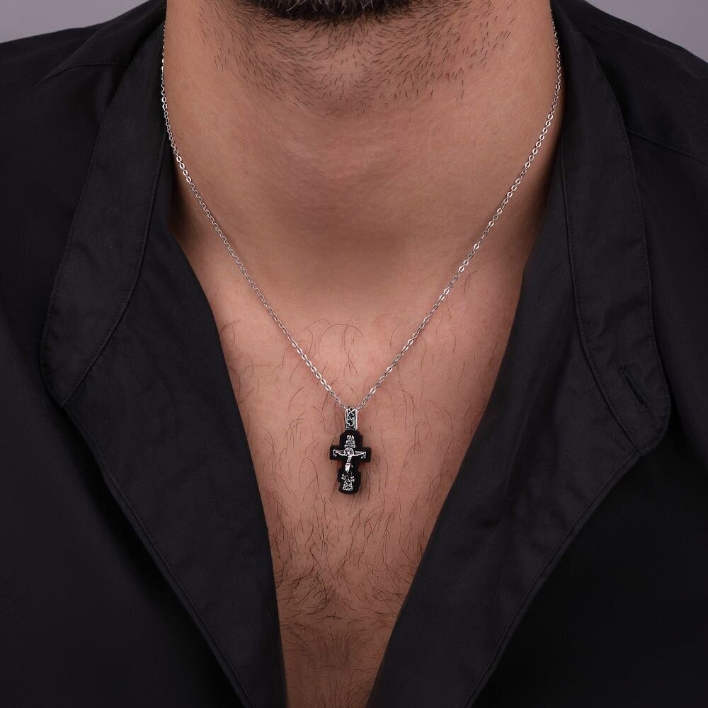 Купить Крест из дерева граб и серебра "Спаси и Сохрани" (42751)