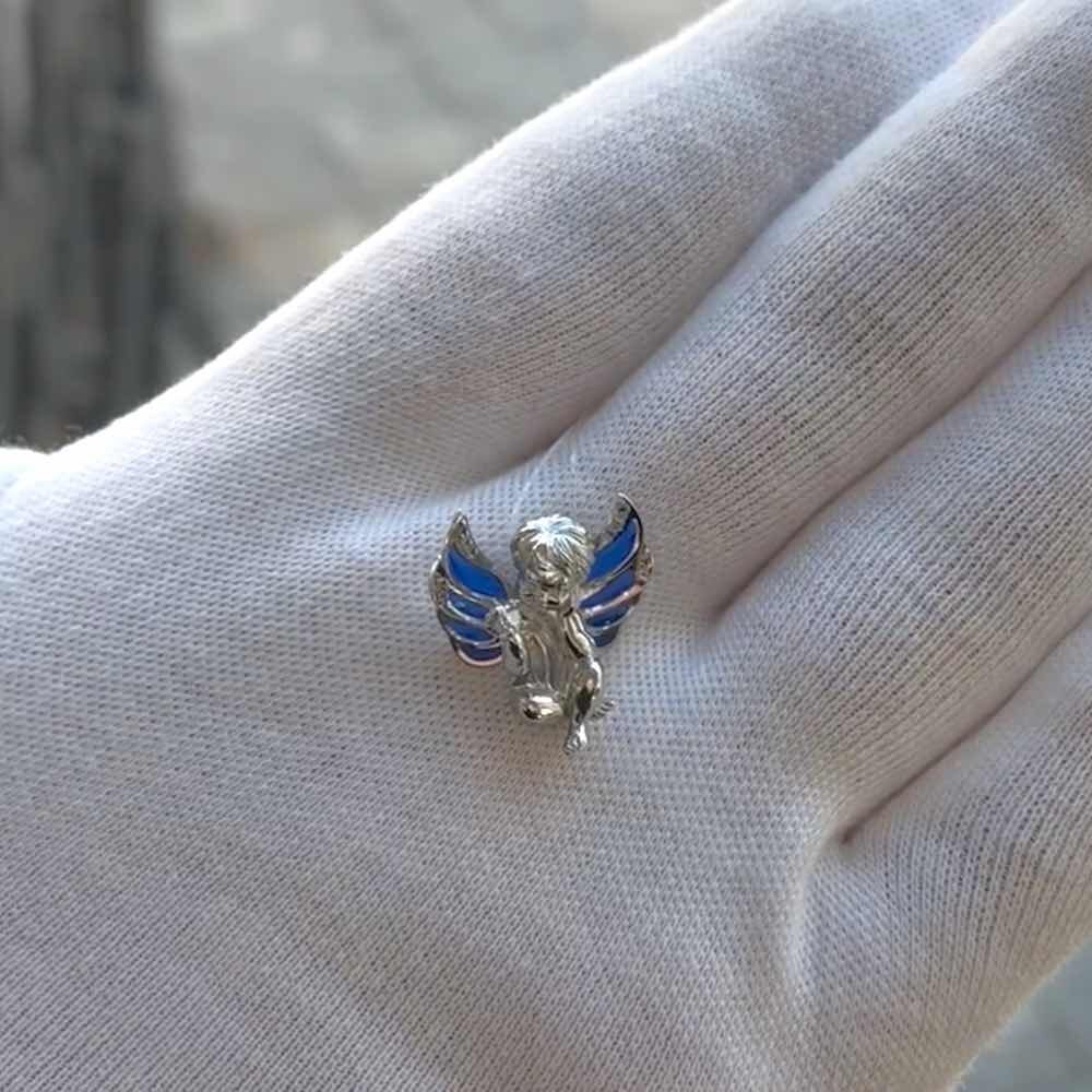 Купить Подвеска из белого золота "Ангелочек" с бриллиантами (51068)