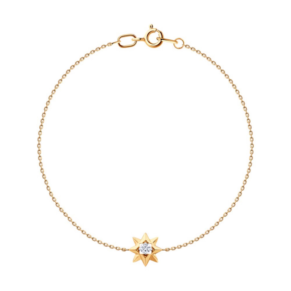 Купить Браслет из красного золота "Вифлиемская звезда" с фианитом (11012)