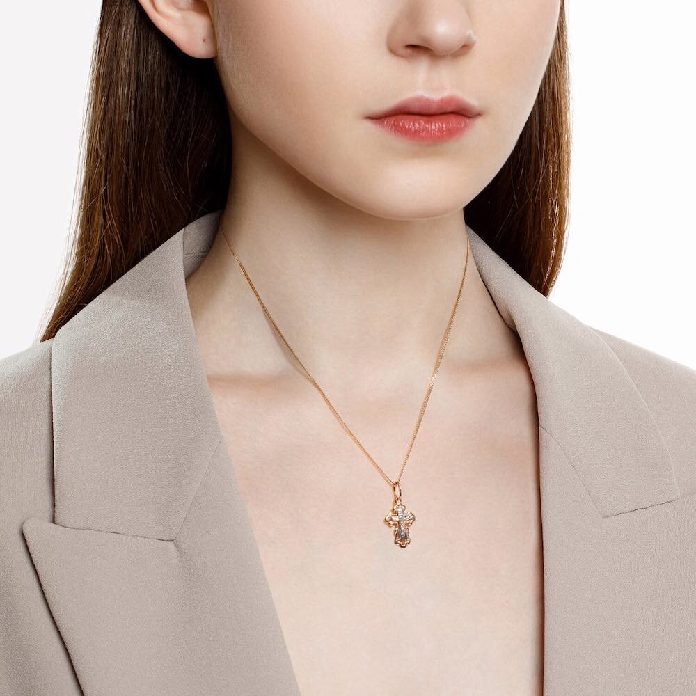 Купить Крест из красного золота "Спаси и Сохрани" (41563)